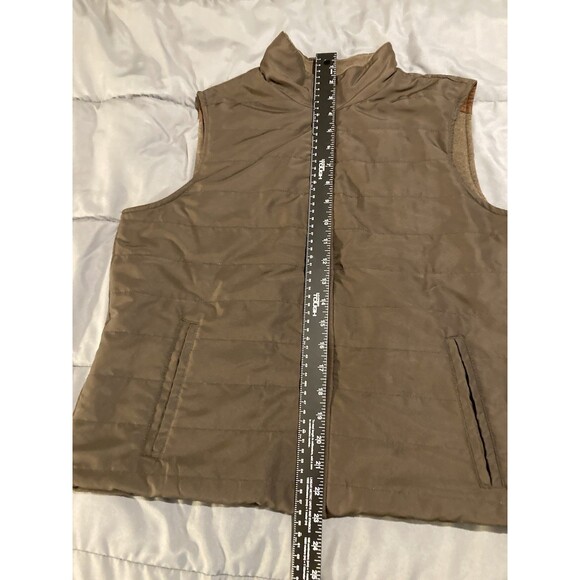 Lauren Ralph Lauren Women Reversible Vest LP L Petite Brown Knit Quilted Riding - Picture 12 of 15
